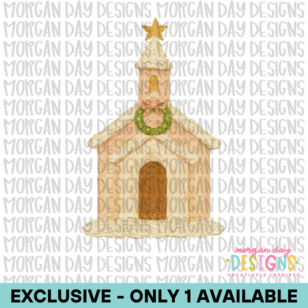 Exclusive Impasto-Style Christmas Church – One Available