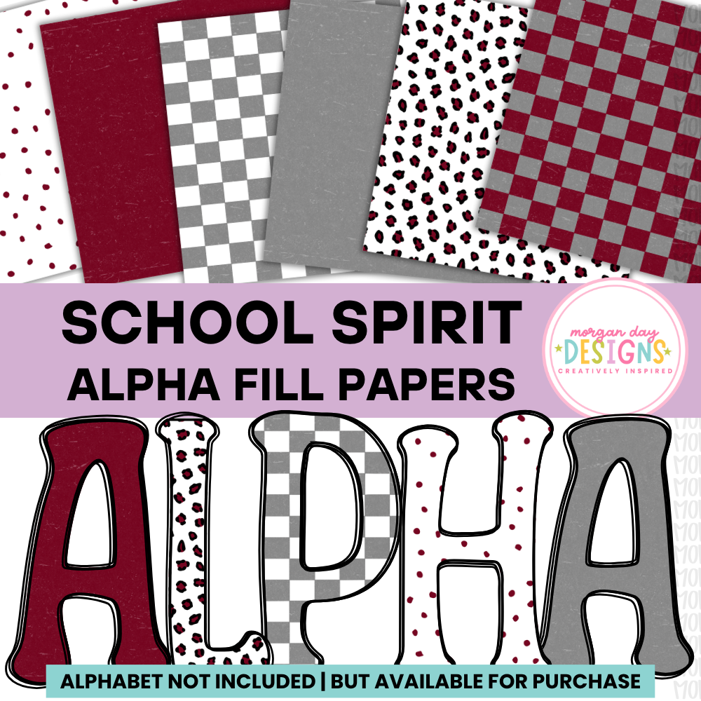 School Spirit Maroon and Gray Alpha Fill Papers