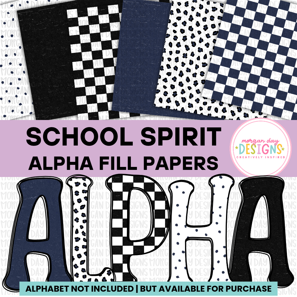 School Spirit Navy and Black Alpha Fill Papers