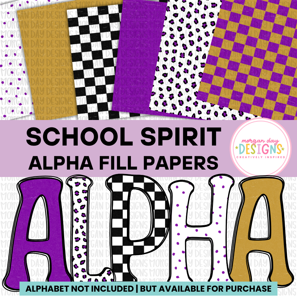 School Spirit Purple and Gold Alpha Fill Papers