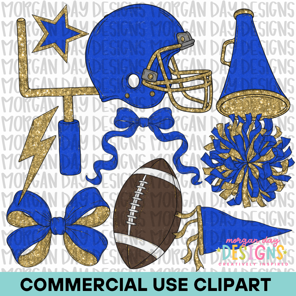 School Spirit Royal Football Clipart