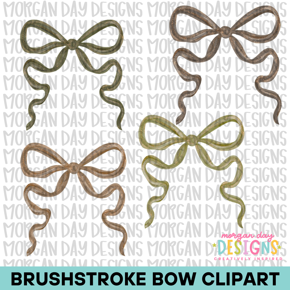 Camo Brushstroke Bow Clipart Bundle