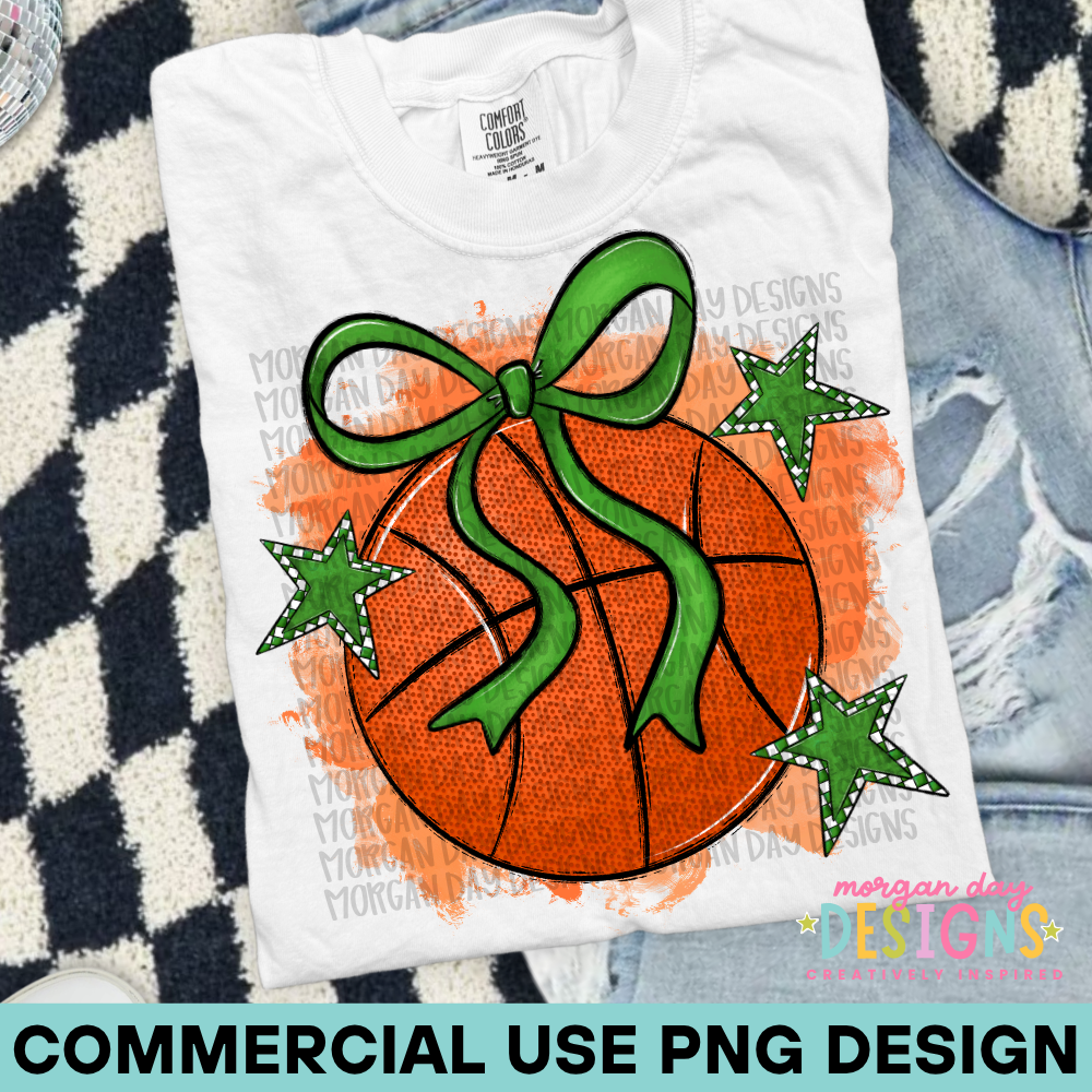 Preppy Basketball Green PNG Design