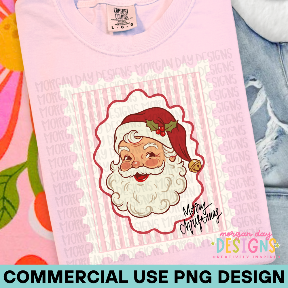 Pink Merry Christmas Santa Frame PNG