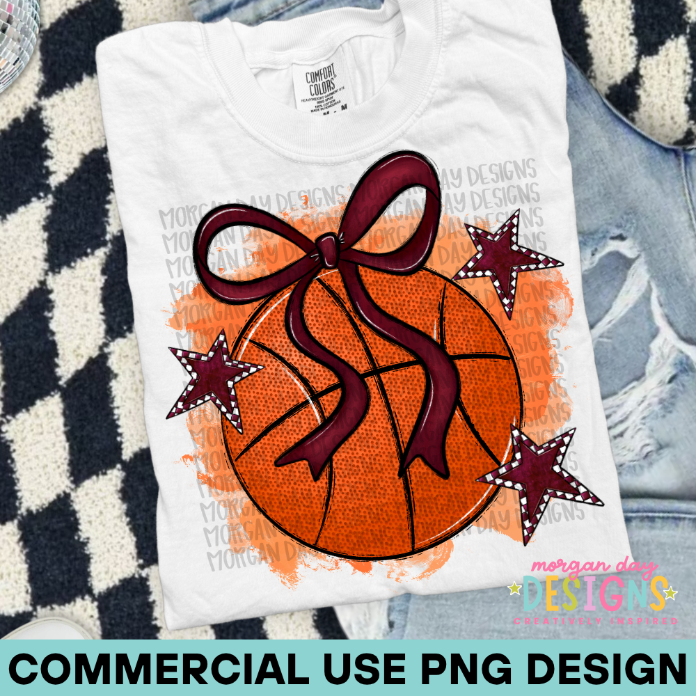 Preppy Basketball Maroon PNG Design