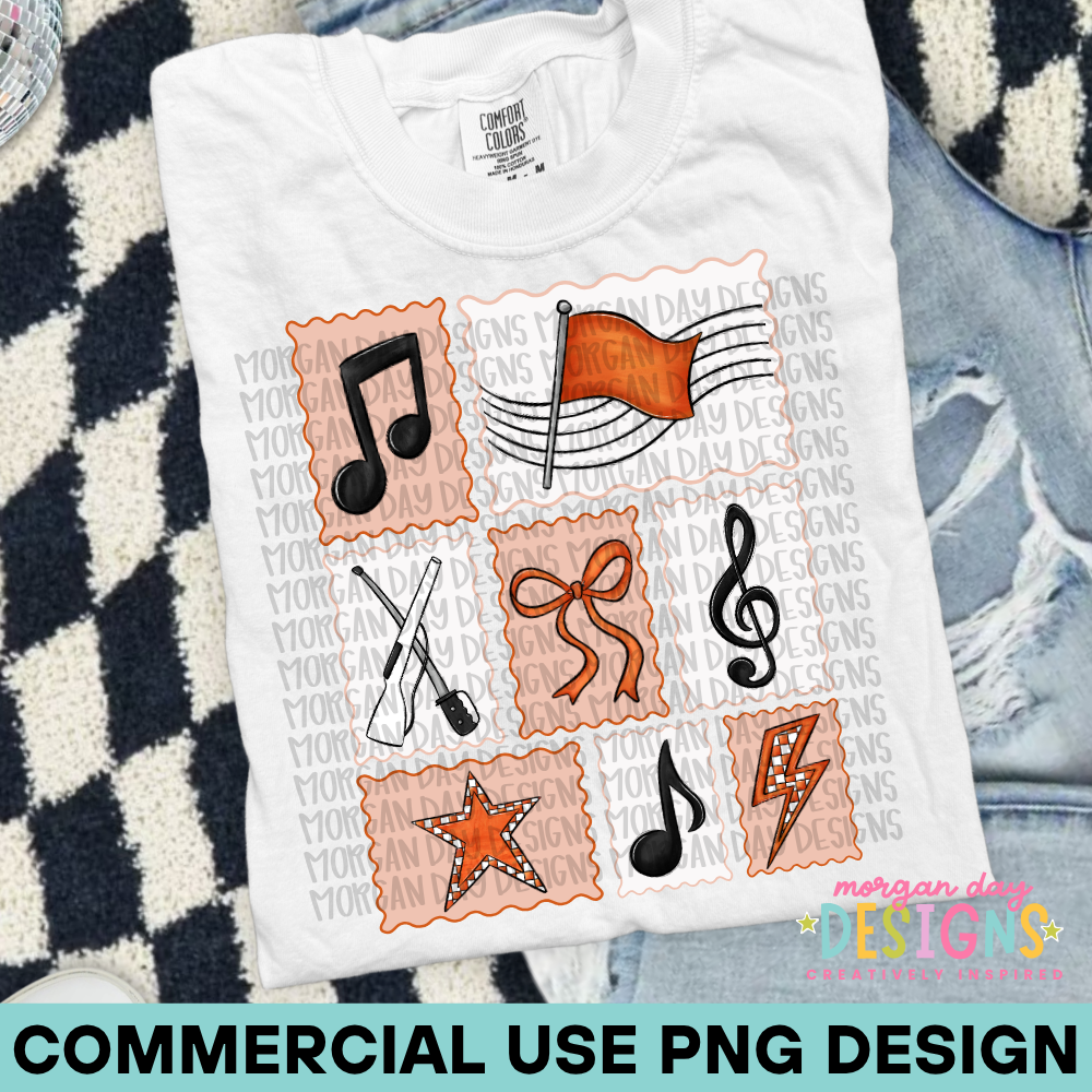 Marching Band Color Guard Collage Orange PNG Design