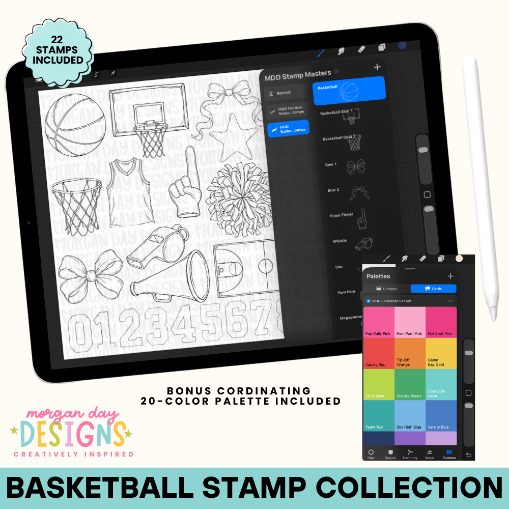 Basketball Season | Procreate Stamp Collection + Color Palette