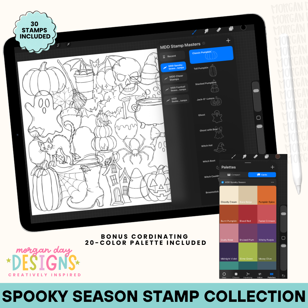 Spooky Season | Procreate Stamp Collection + Color Palette