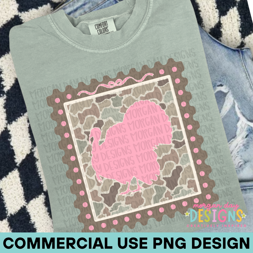 Camo Pink Turkey Stamp PNG 2