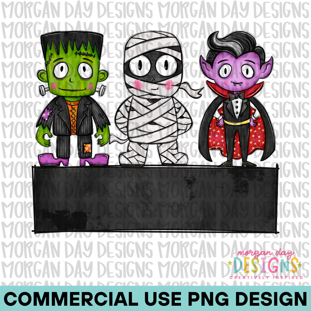 Halloween Monster Blank Name Plate PNG