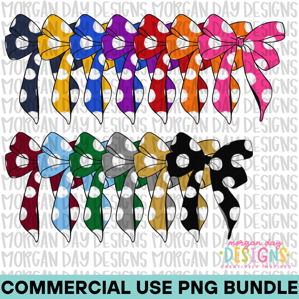 School Spirit Paint Dots Bow PNG Bundle
