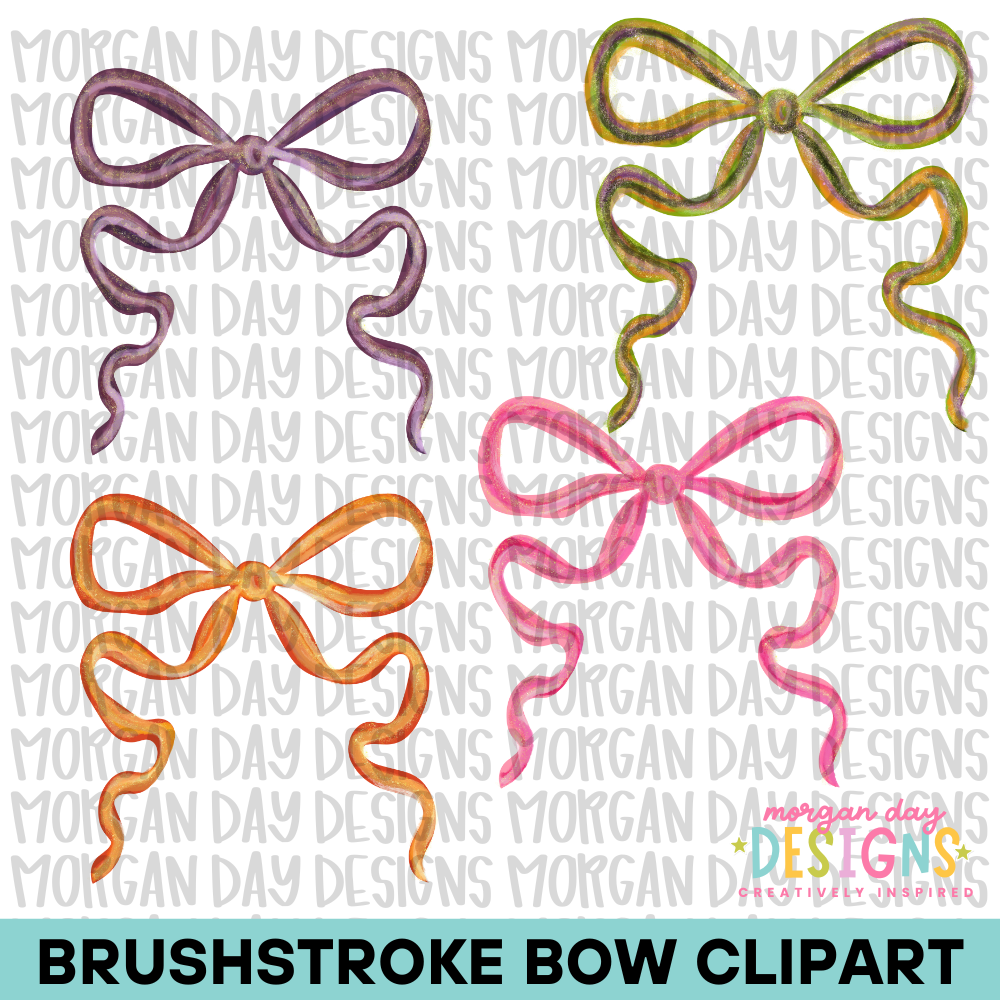Halloween Brushstroke Bow Clipart Bundle