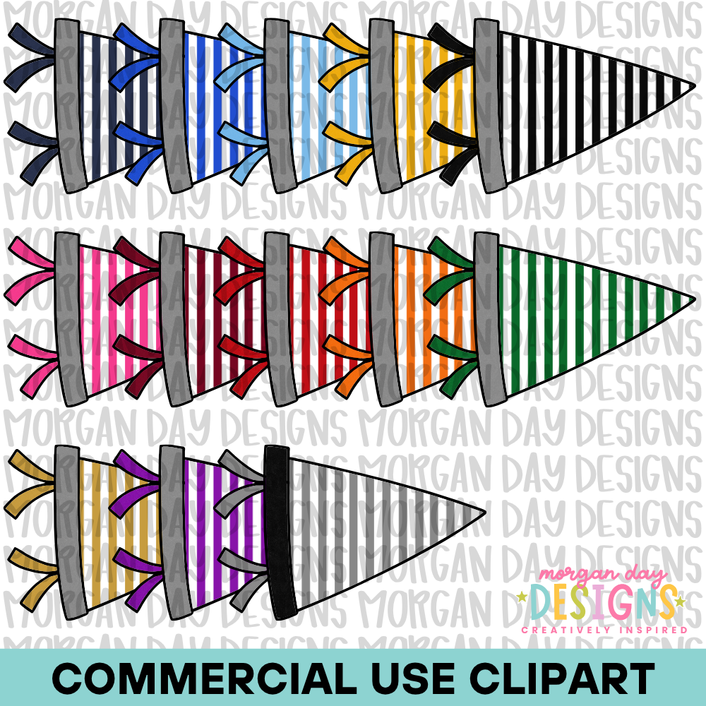 School Spirit Stripes Pennant Flag Clipart