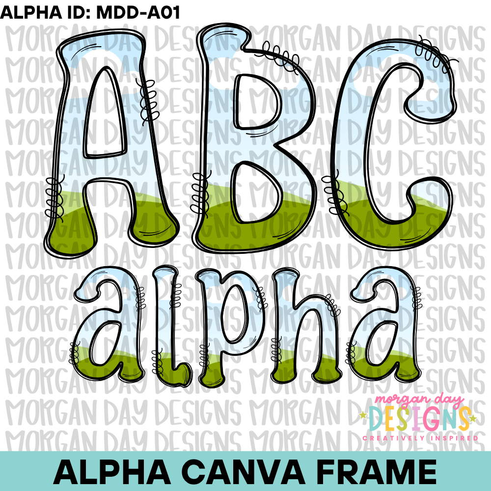 Doodle Alpha Canva Frame | Uppercase & Lowercase Letters