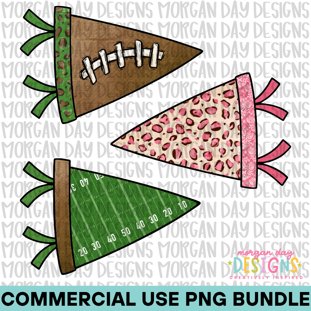 Football Pennant Flag PNG Bundle