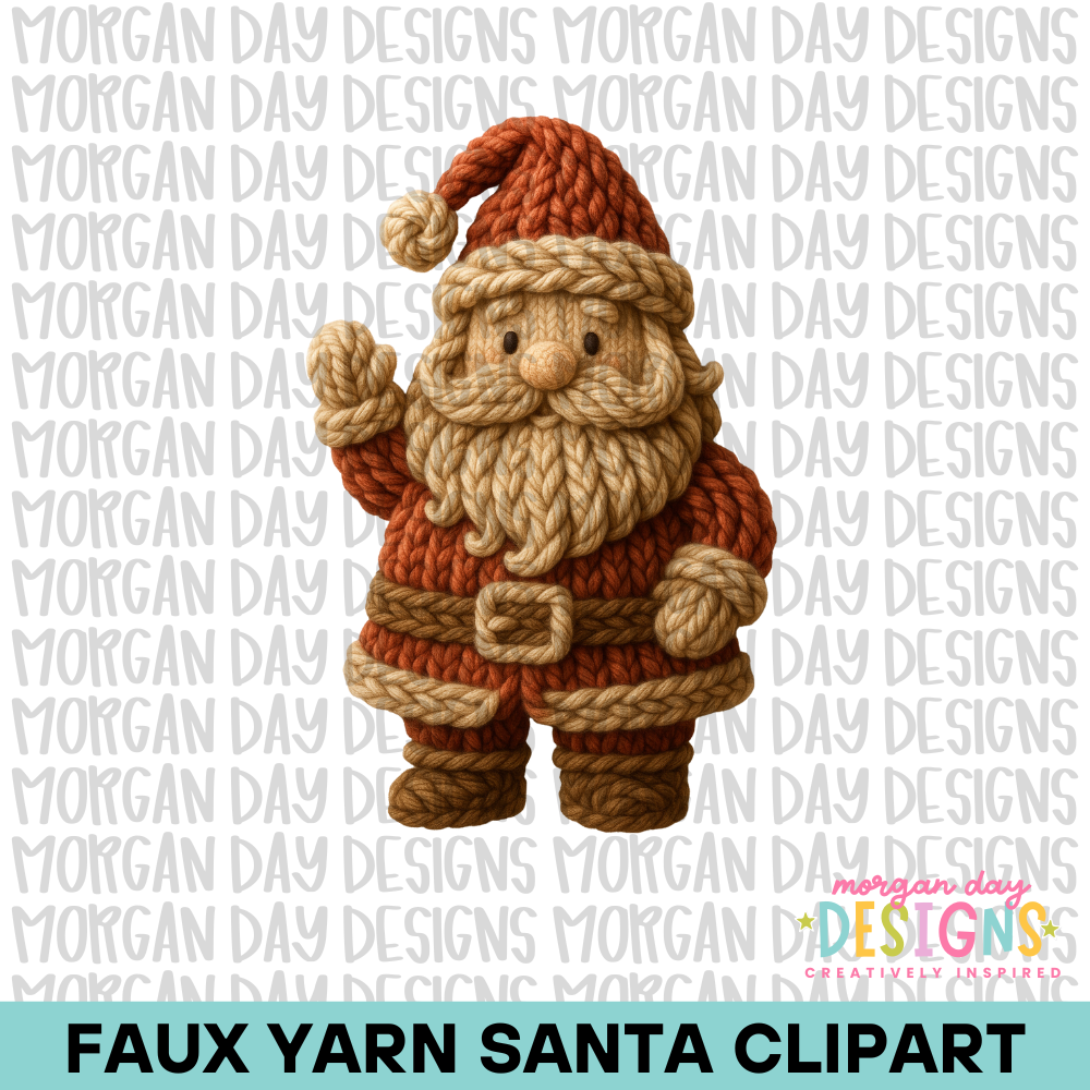 Faux Chunky Yarn Santa Full Body Clipart