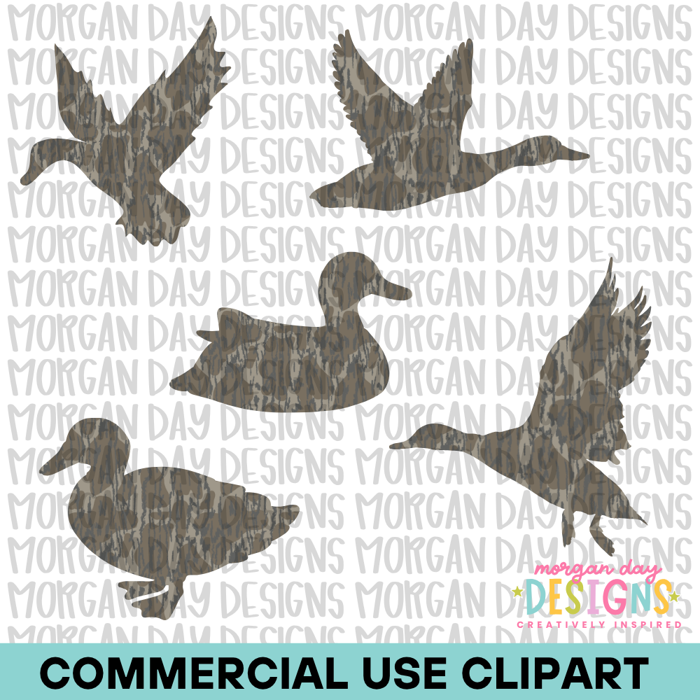 Camo Ducks Clipart Bundle