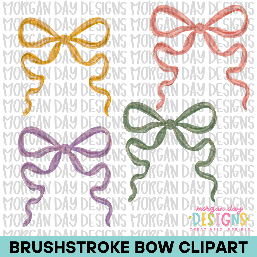 Zen Brushstroke Bow Clipart Bundle