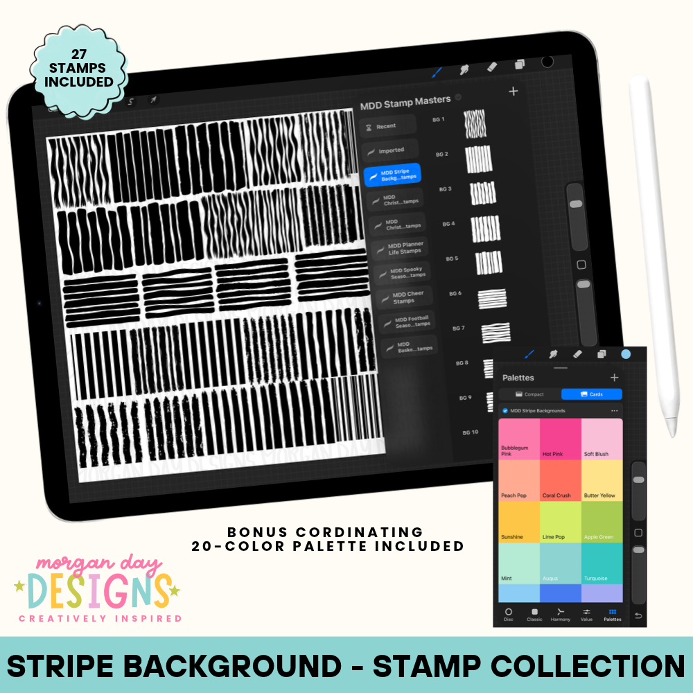 Stripe background | Procreate Stamp Collection + Color Palette