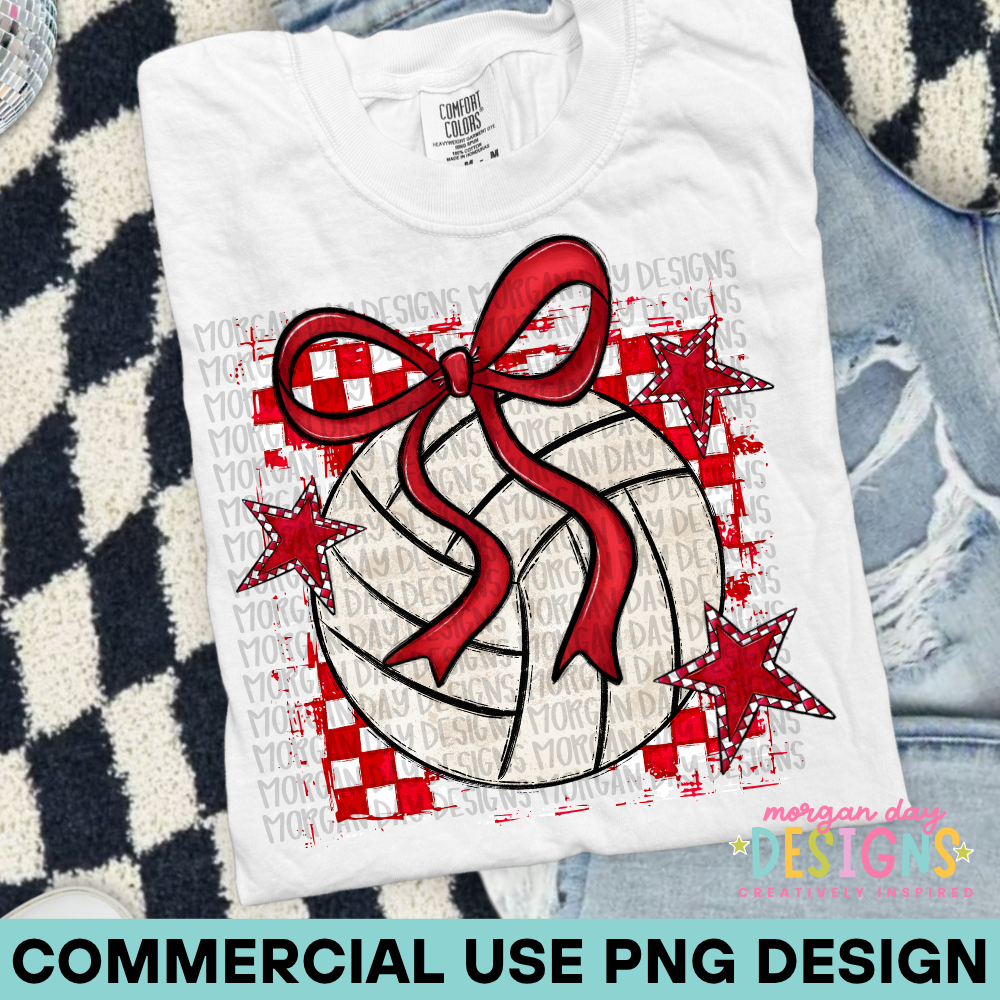 Preppy Volleyball Red PNG Design