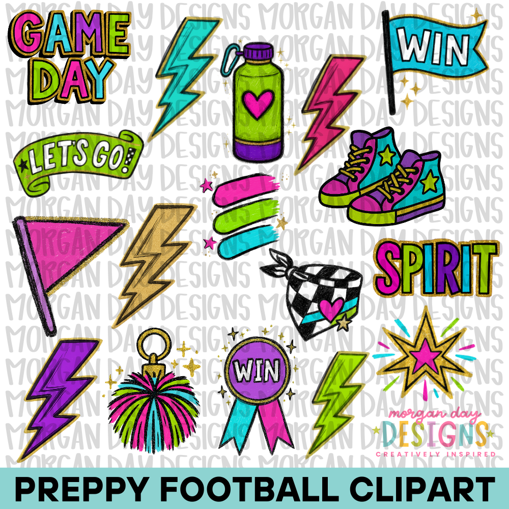 Preppy Football Clipart Bundle