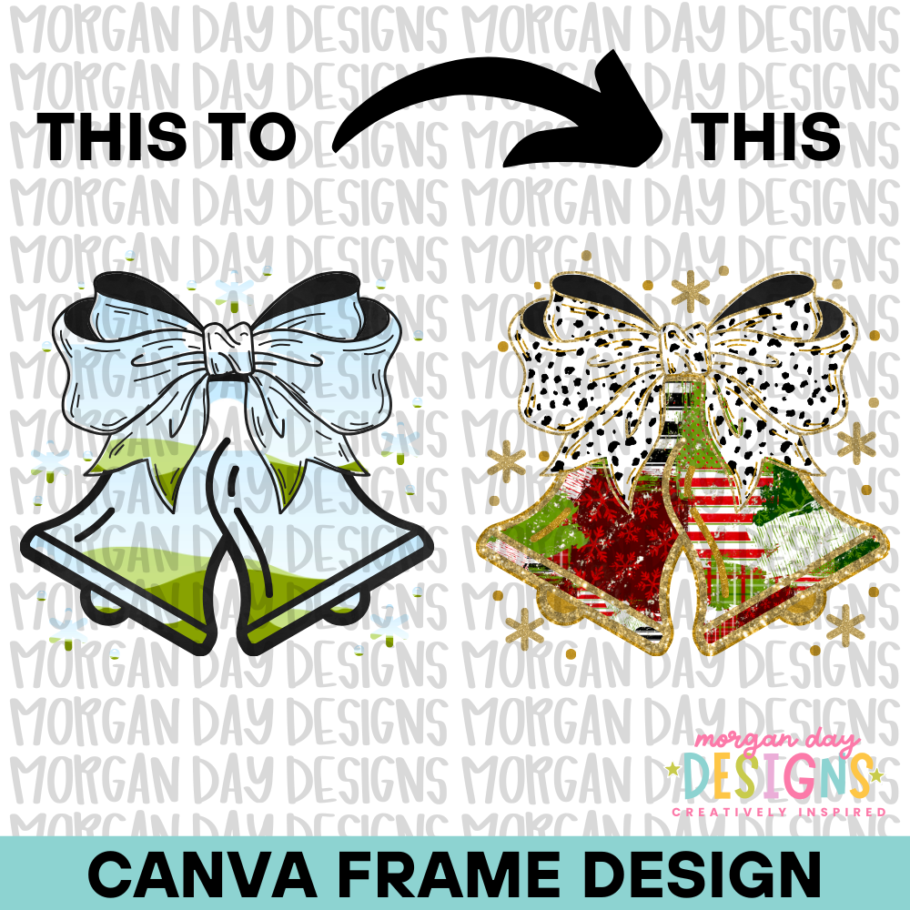 Coquette Christmas Bells Canva Frame