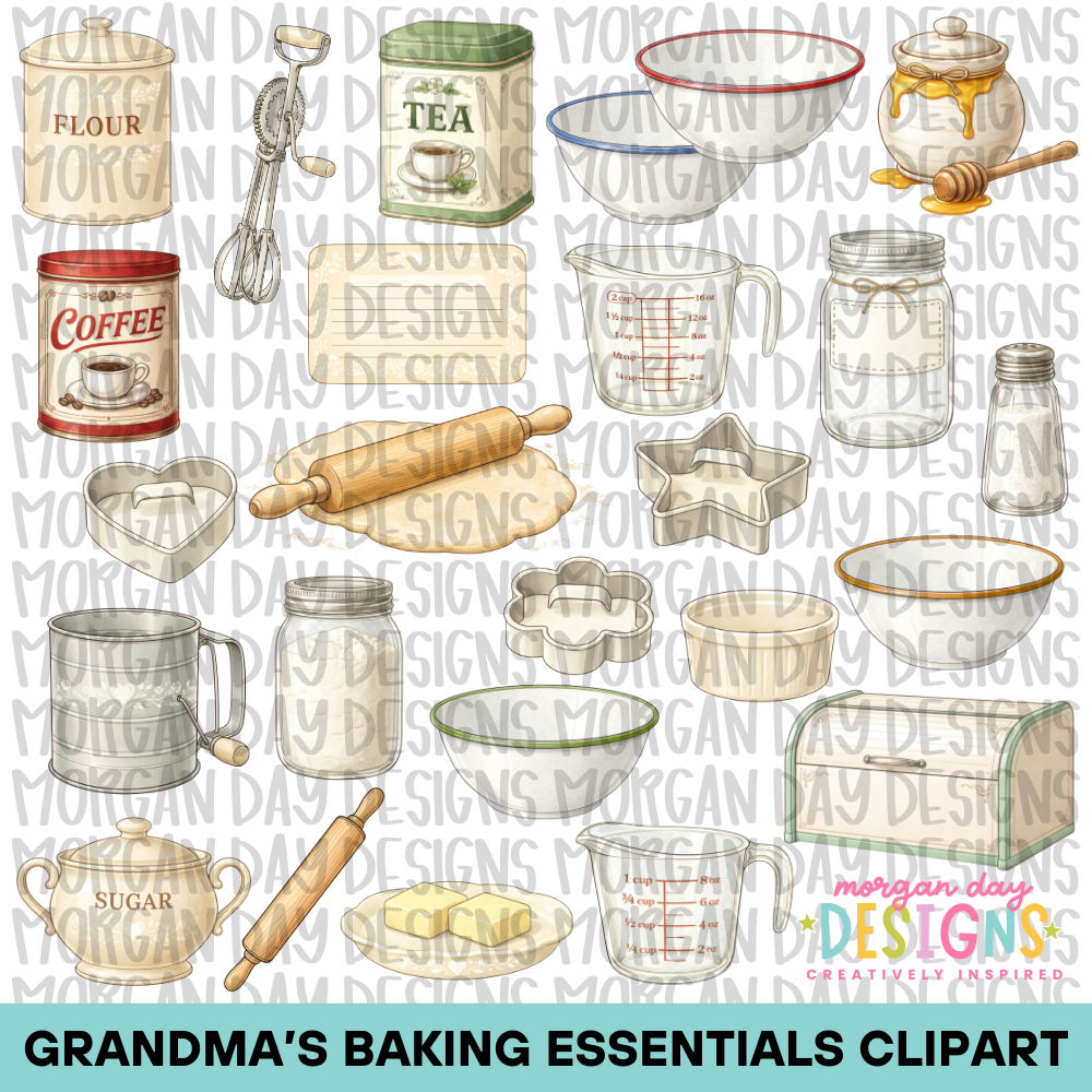 Grandmas Baking Essentials Clipart Bundle