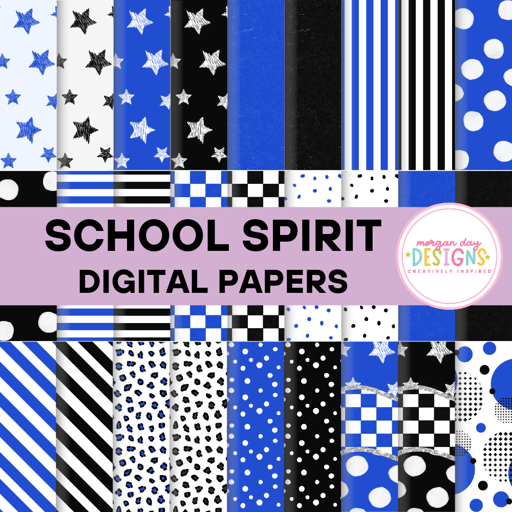 School Spirit Royal and Black Paper Bundle