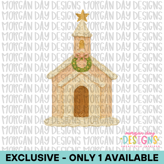 Exclusive Impasto-Style Christmas Church – One Available