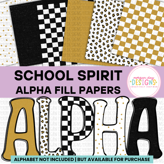 School Spirit Gold and Black Alpha Fill Papers