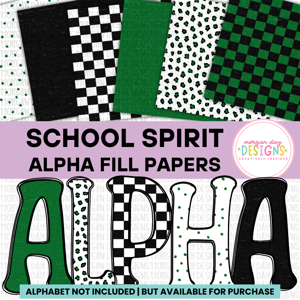 School Spirit Green and Black Alpha Fill Papers