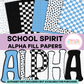 School Spirit Light Blue and Black Alpha Fill Papers