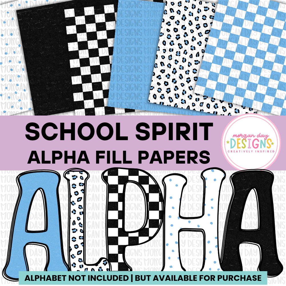 School Spirit Light Blue and Black Alpha Fill Papers