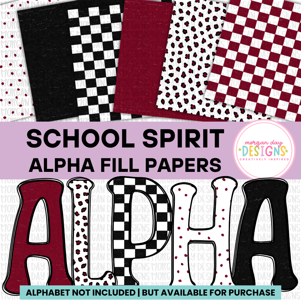 School Spirit Maroon and Black Alpha Fill Papers