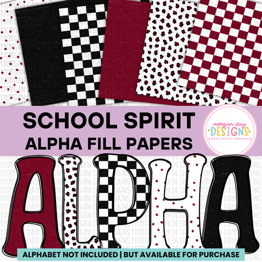 School Spirit Maroon and Black Alpha Fill Papers