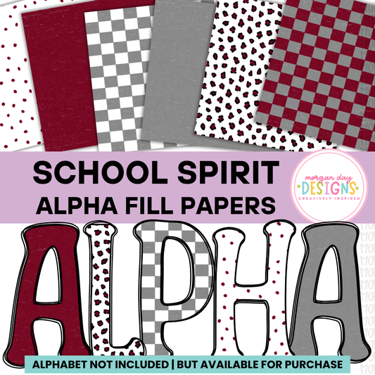 School Spirit Maroon and Gray Alpha Fill Papers