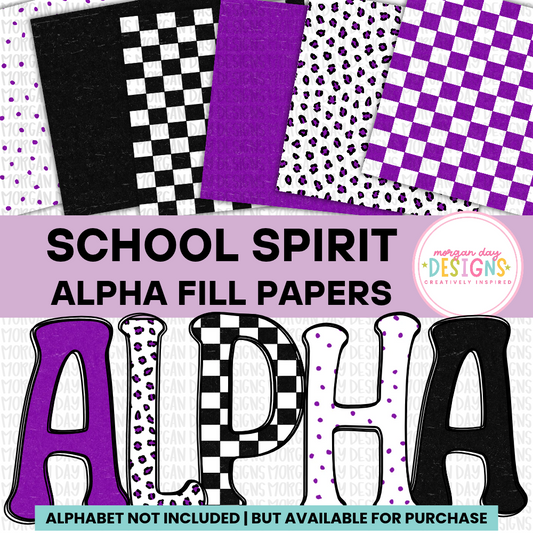 School Spirit Purple and Black Alpha Fill Papers