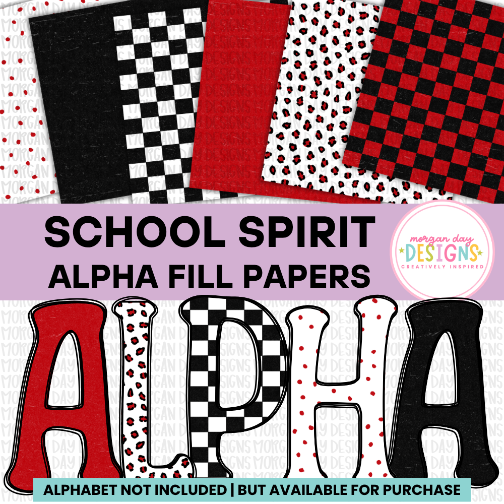 School Spirit Red and Black Alpha Fill Papers