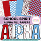 School Spirit Red and Light Blue Alpha Fill Papers