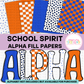 School Spirit Orange and Royal Alpha Fill Papers