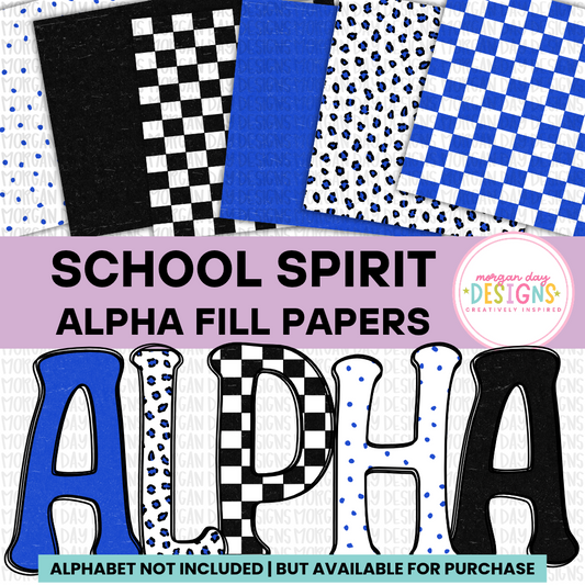 School Spirit Royal and Black Alpha Fill Papers