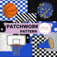 School Spirit Royal and Black Basketball Patchwork Pattern