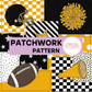 School Spirit Yellow and Black Football Patchwork Pattern
