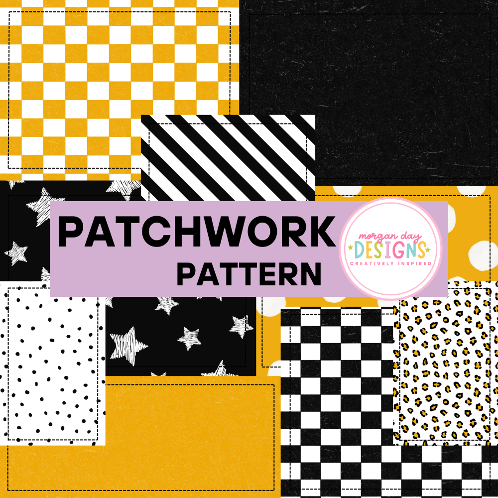 School Spirit Yellow and Black Patchwork Pattern