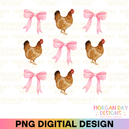 Coquette Chickens Sublimation PNG