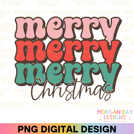 Retro Merry Christmas Sublimation PNG