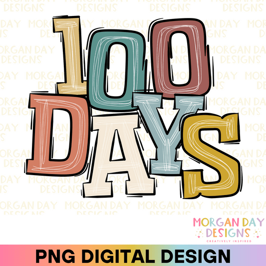 Boho 100 Days of School Sublimation PNG