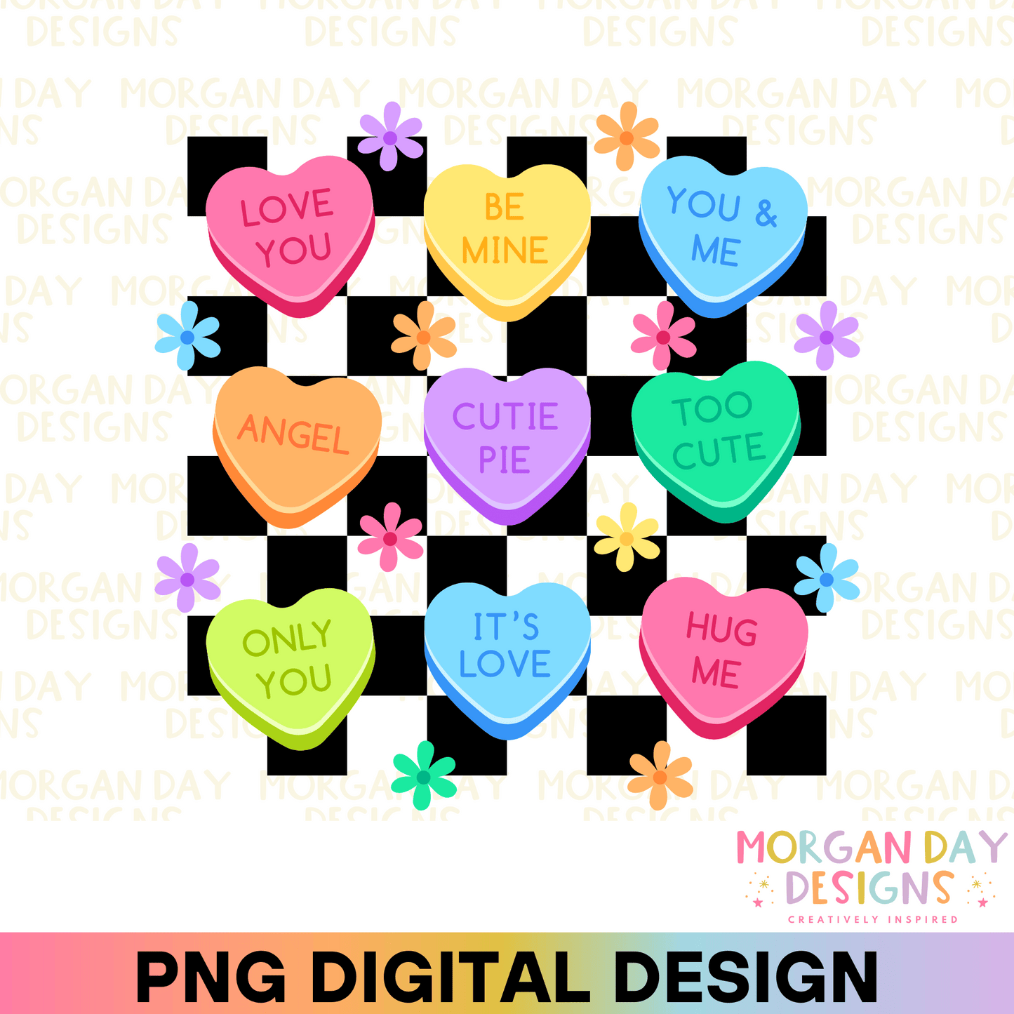 Candy Hearts Sublimation PNG
