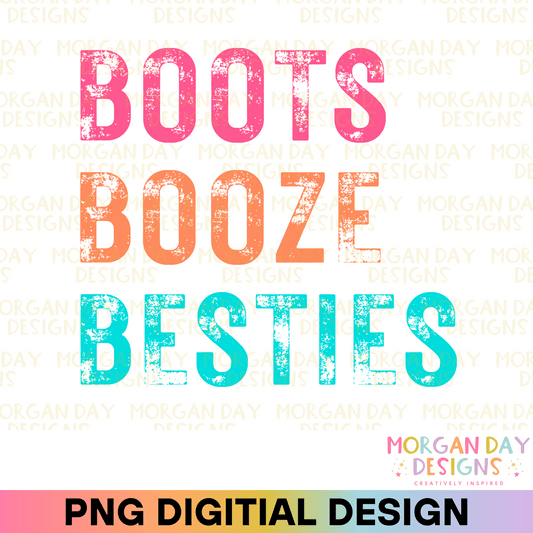 Boots Booze Besties Sublimation PNG