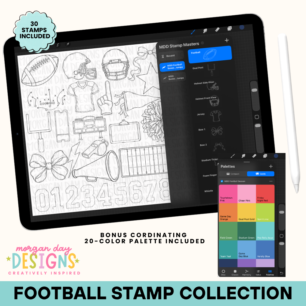 Football Season | Procreate Stamp Collection + Color Palette